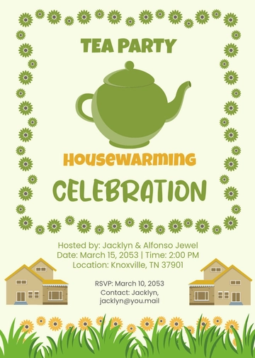 Free Tea Party Invitation Template for Housewarming to Edit Online