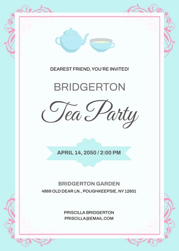 Free Bridgerton Tea Party Invitation Template to Edit Online