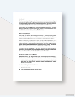 Security Analytics White Paper Template