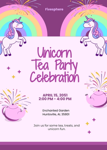 Free Unicorn Tea Party Invitation Template to Edit Online | Template.net
