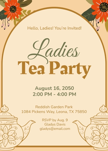 Free Ladies Tea Party Invitation Template to Edit Online