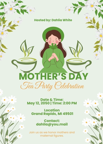 Free Mother%27s Day Tea Party Invitation Template to Edit Online