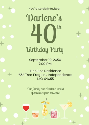 Free Modern 40th Birthday Invitation Template Wording to Edit Online