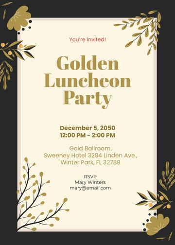 Free Customizable Gold Invitation Card Template to Edit Online