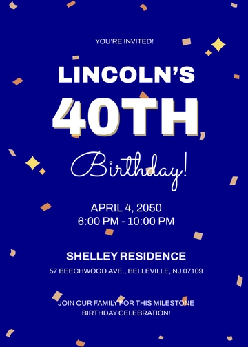 Free Digital 40th Birthday Invitation Template to Edit Online
