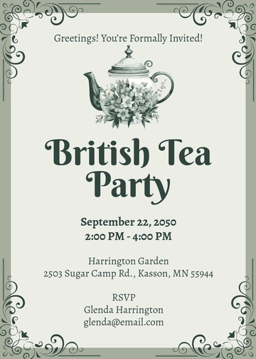 Free Blank British Tea Party Invitation Template to Edit Online