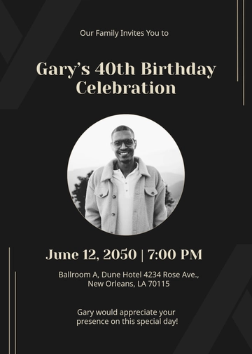 Free Design Milestone 40th Birthday Invitation Template to Edit Online