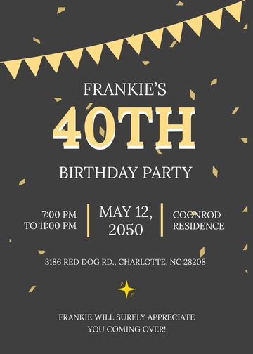 Free 40th Birthday Invitation Template Ideas to Edit Online