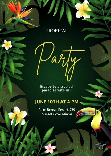 Free Tropical Summer Invitation Template to Edit Online