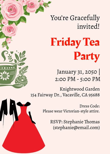 Free Dress Code Tea Party Invitation Template to Edit Online