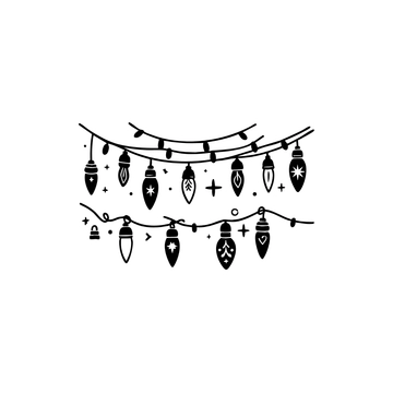 Free Black and White Christmas Lights Clipart to Edit Online