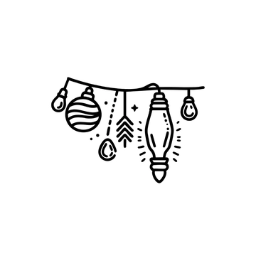 Free Outline Christmas Lights Clipart to Edit Online