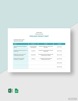 Freelance Project Sheet Template