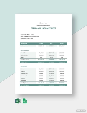 Freelance Income Sheet Template