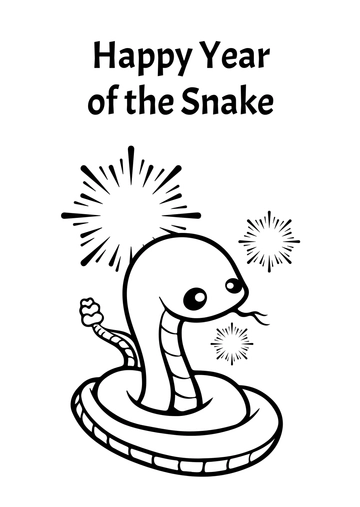 Free Snake Year Drawing Template to Edit Online