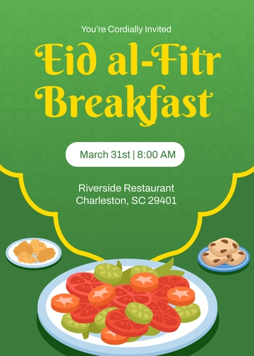 Free Eid al-Fitr Breakfast Invitation Template to Edit Online