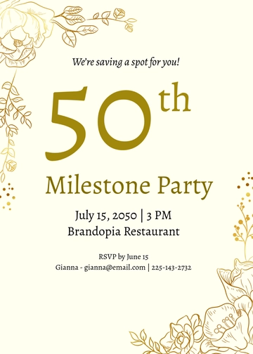 Free Simple Milestone 50th Birthday Invitation Template to Edit Online