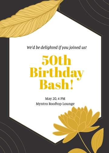 Free Blank 50th Birthday Celebration Invitation Template to Edit Online