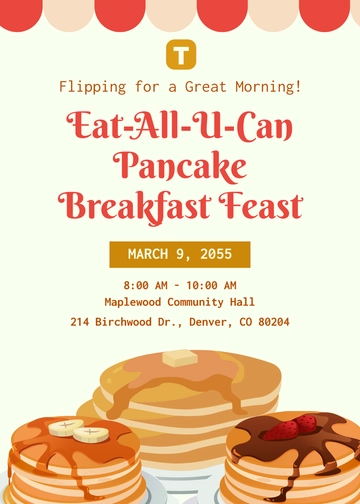 Free Pancake Breakfast Invitation Template to Edit Online