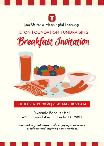 Free Blank Fundraising Breakfast Invitation Template to Edit Online