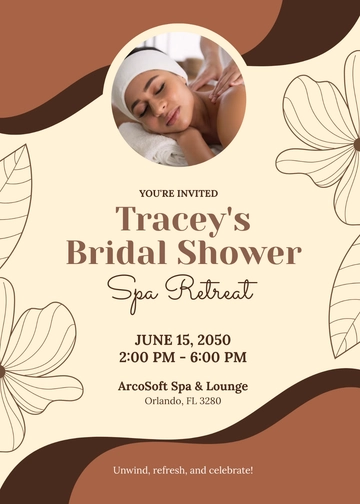 Free Bridal Shower Spa Invitation Card Template to Edit Online