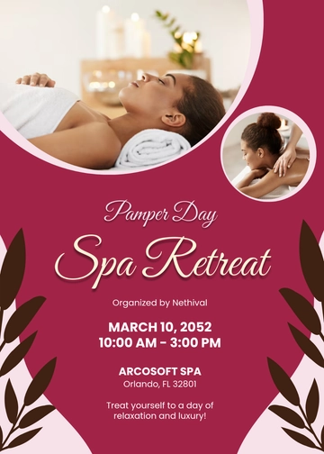 Free Pamper Day Spa Invitation Template to Edit Online
