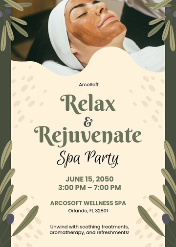 Free Editable Spa Invitation Template to Edit Online