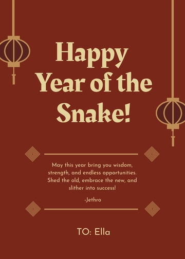 Free Snake Year Greeting Card Template to Edit Online