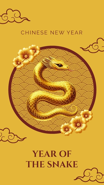 Free Snake Year Gold Design Template to Edit Online