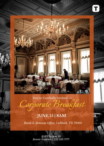 Free Professional Corporate Breakfast Invitation Template to Edit Online