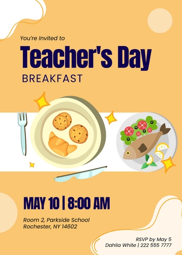 Free Teacher's Day Breakfast Invitation Template to Edit Online