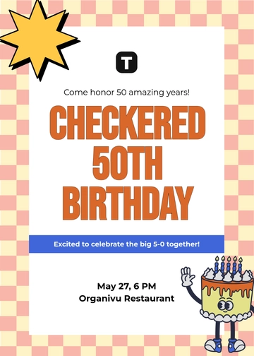 Free Checkered 50th Birthday Invitation Template to Edit Online
