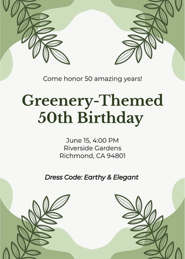Free Greenery-Themed 50th Birthday Invitation Template to Edit Online