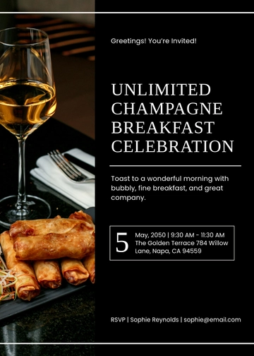 Free Champagne Breakfast Invitation Template to Edit Online