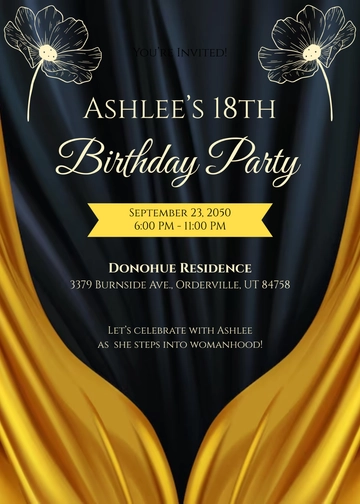 Free Gold Floral Invitation Template to Edit Online