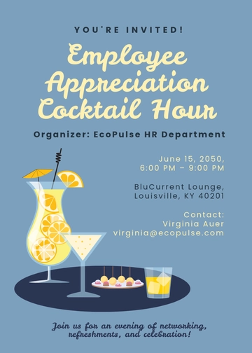 Free Cocktail Hour HR Invitation Template to Edit Online