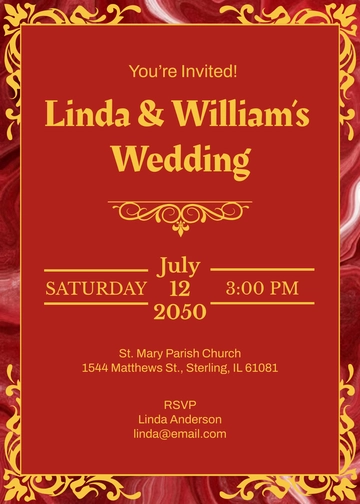 Free Gold Red Marble Invitation Template to Edit Online