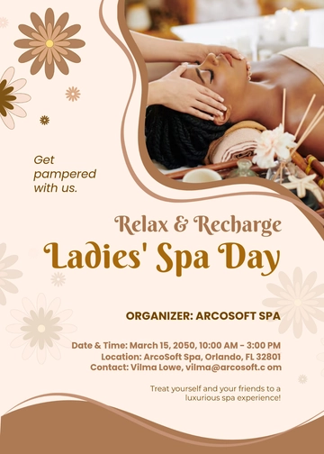 Free Spa Invitation Template for Ladies??? Day to Edit Online
