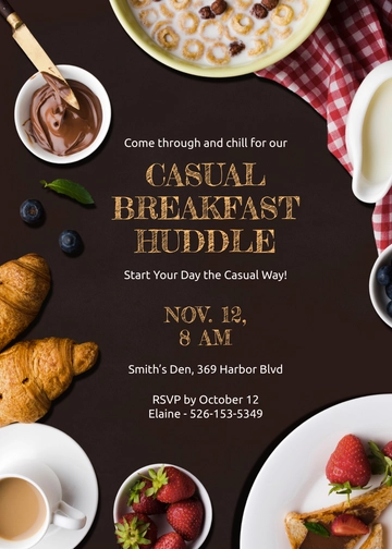 Free Casual Breakfast Invitation Template to Edit Online