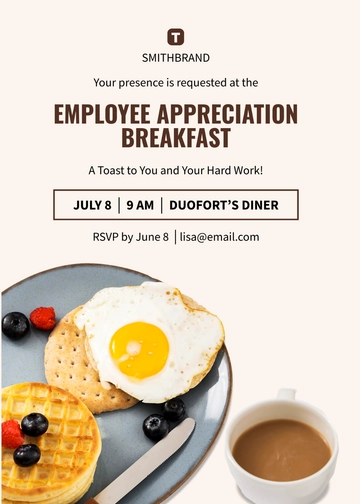 Free Employee Appreciation Breakfast Invitation Template to Edit Online