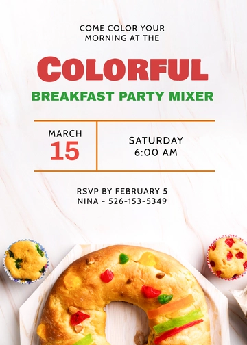 Free Colorful Breakfast Party Invitation Template to Edit Online
