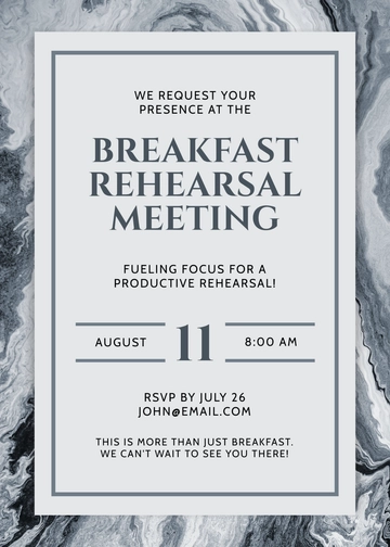 Free Breakfast Invitation for Rehearsal Template to Edit Online