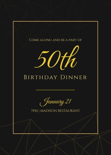 Free Digital 50th Birthday Dinner Invitation Template to Edit Online