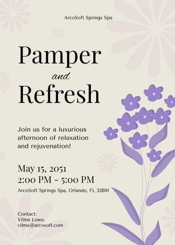 Free Professional Spa Invitation Template to Edit Online