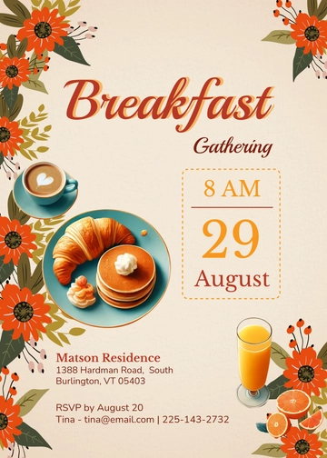 Free Breakfast Invitation Template to Edit Online