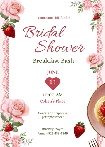 Free Bridal Shower Breakfast Invitation Template to Edit Online