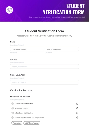 Free Student Verification Form Template to Edit Online