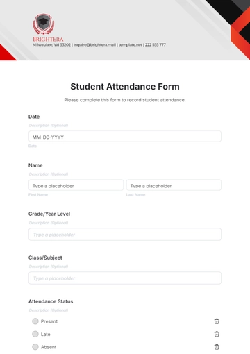 Free Student Attendance Form Template to Edit Online