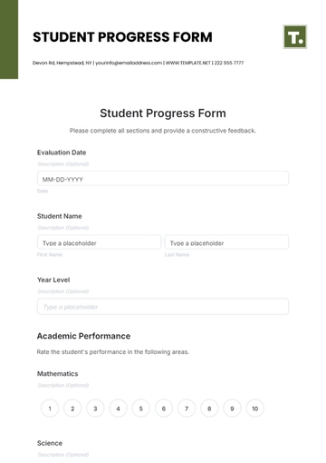 Free Student Progress Form Template to Edit Online