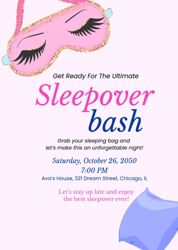 Free Minimalist Sleepover Bash Invitation Template to Edit Online